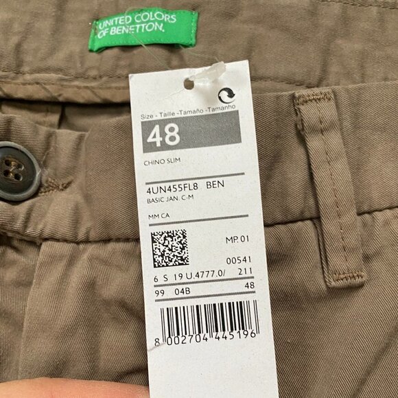 UNITED Colors Of Benetton BNWT 48 Slim Men's "Ben" Chino - Picture 3 of 7